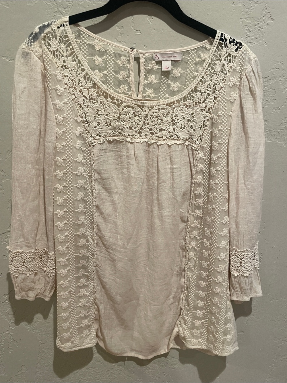 Antique Ivory L/S Embellished Blouse